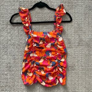 NWOT Floral Top with Ruffled sleeves XS